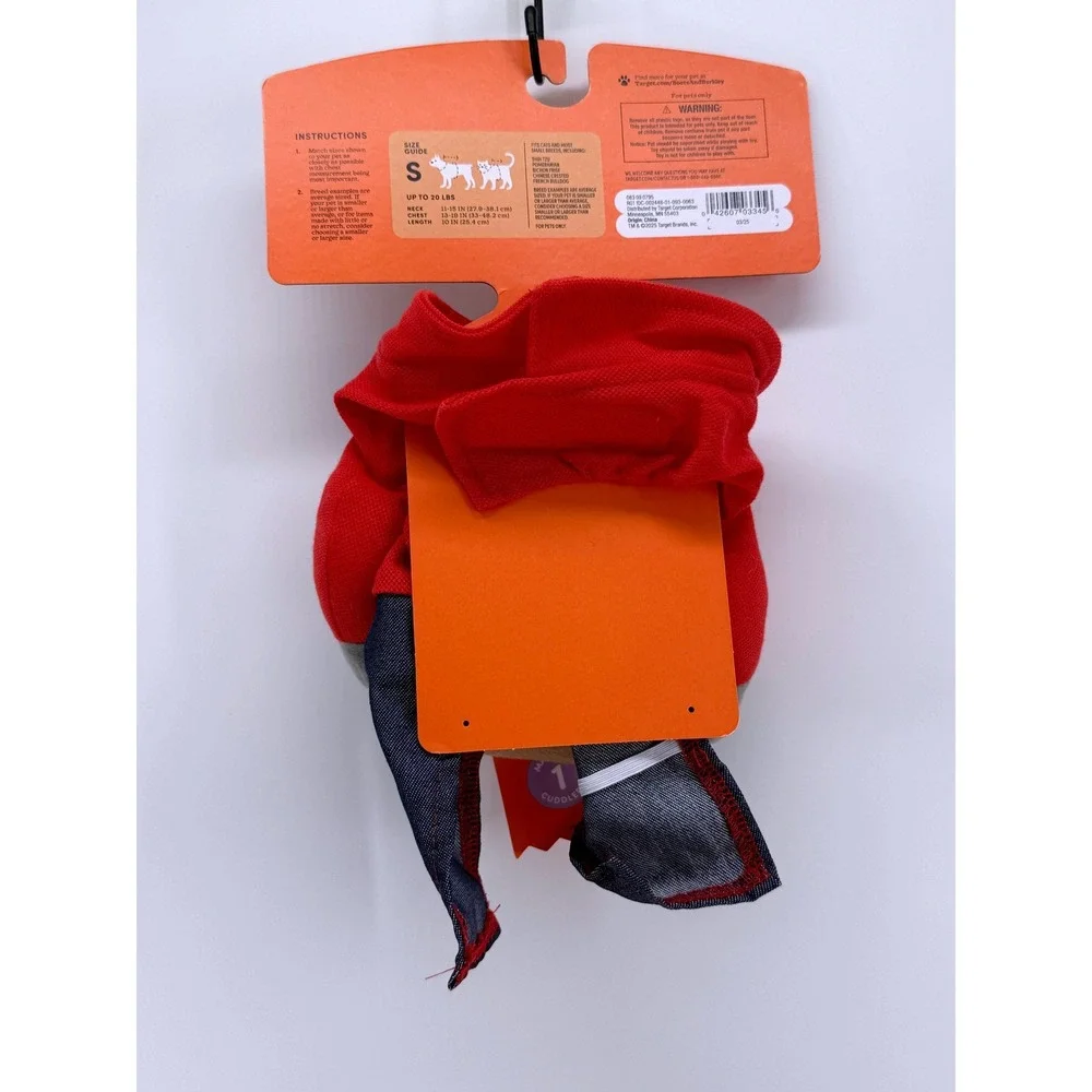 Boots & Barkley Target Delivery Driver Pet Costume Toy Red Hoodie Small Dog Cat